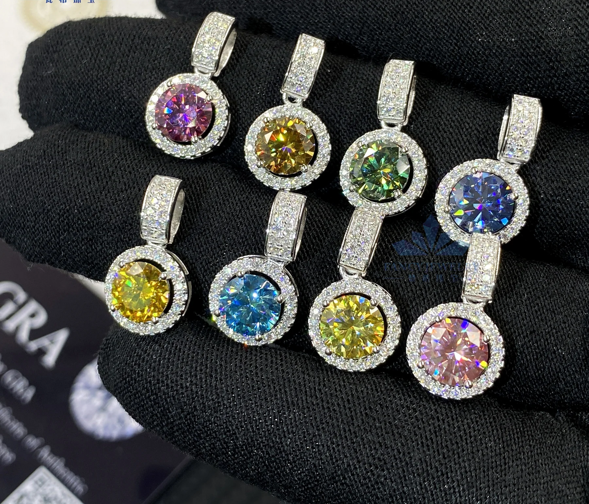 Velvet Soul | Colored Moissanite Halo Pendant in Sterling Silver
