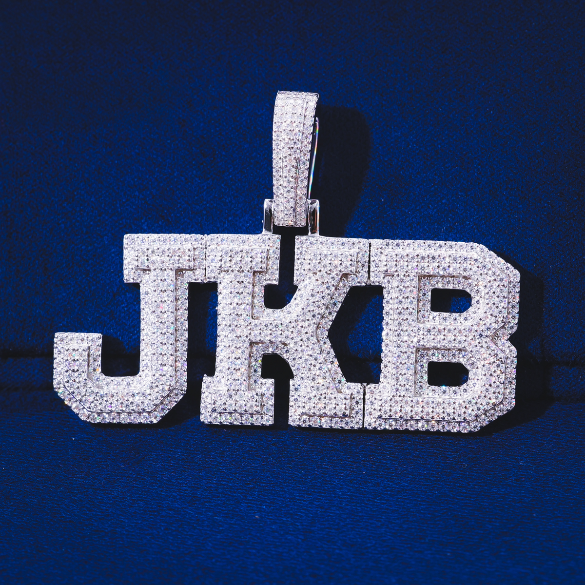 Iced Out Custom Block Letter Pendant | D Color VVS Moissanite in 925 Sterling Silver