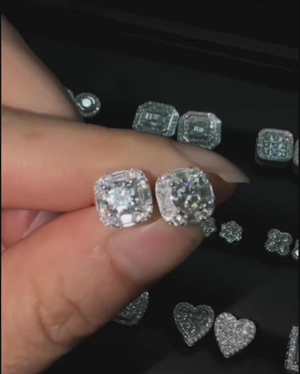 Moissanite Cluster Stud Earrings